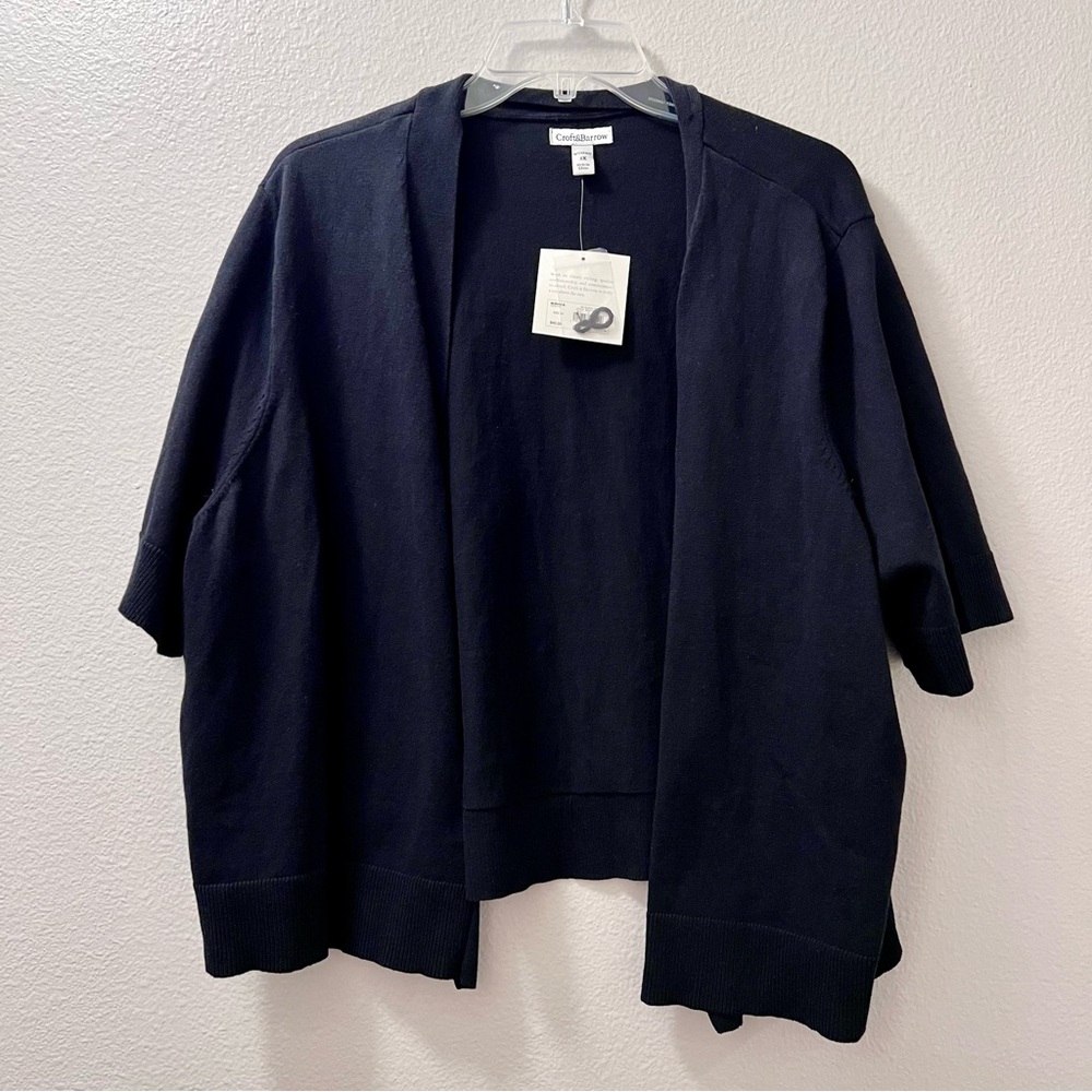 Croft And Barrow Women’s Black Tie Short Sleeved Cardigan Plus Size 3X